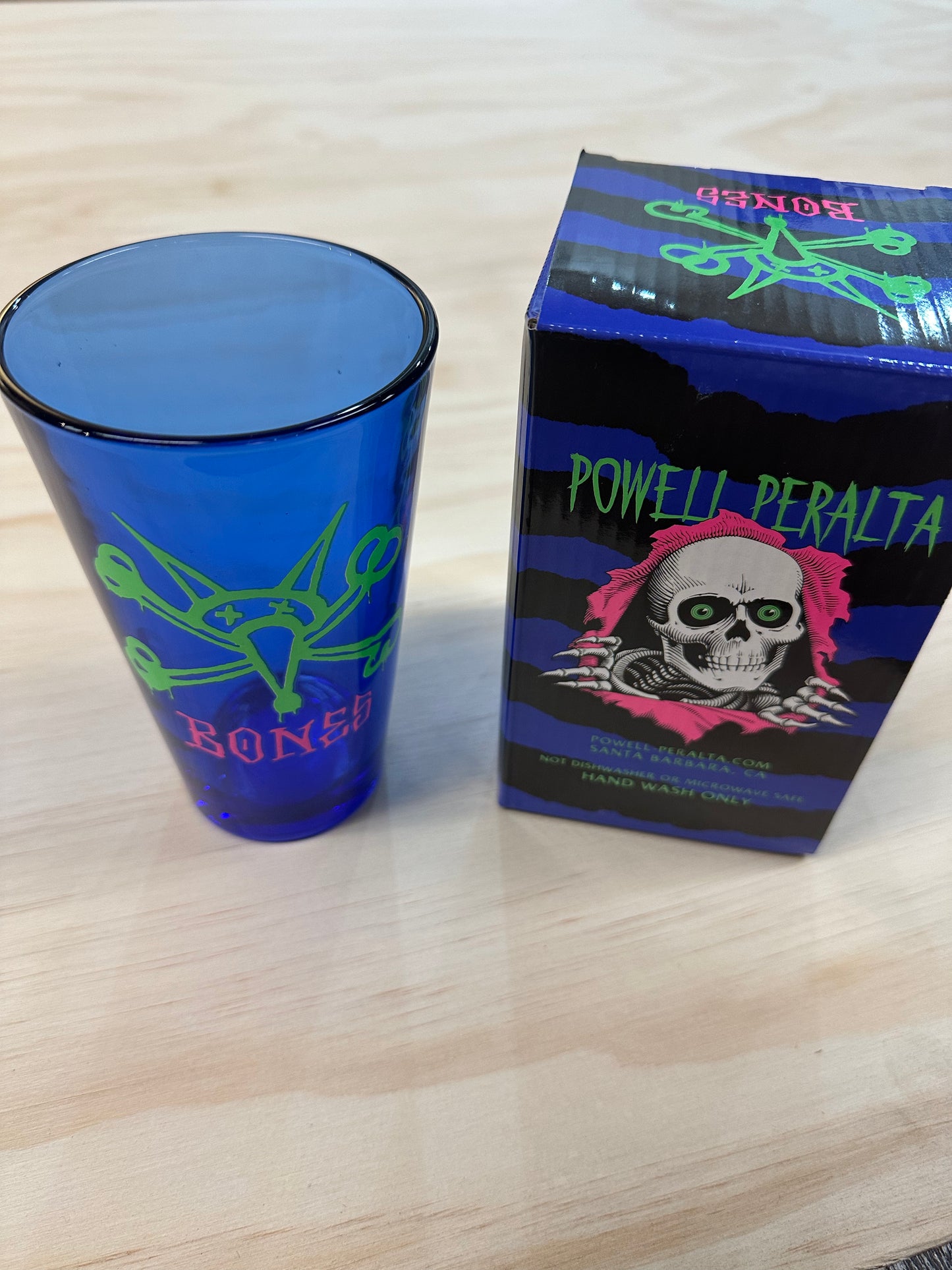 Powell Peralta Pint Glass Vato Rat Blacklight